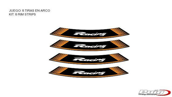 Kit 8 tiras de aro Racing c/laranja