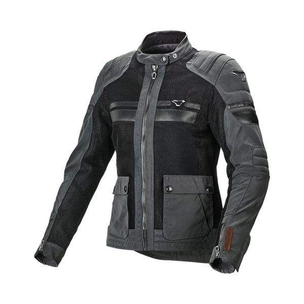 Jaqueta de motocicleta macna, mulher fluente olho noturno preto/preto olho noturno/marrom