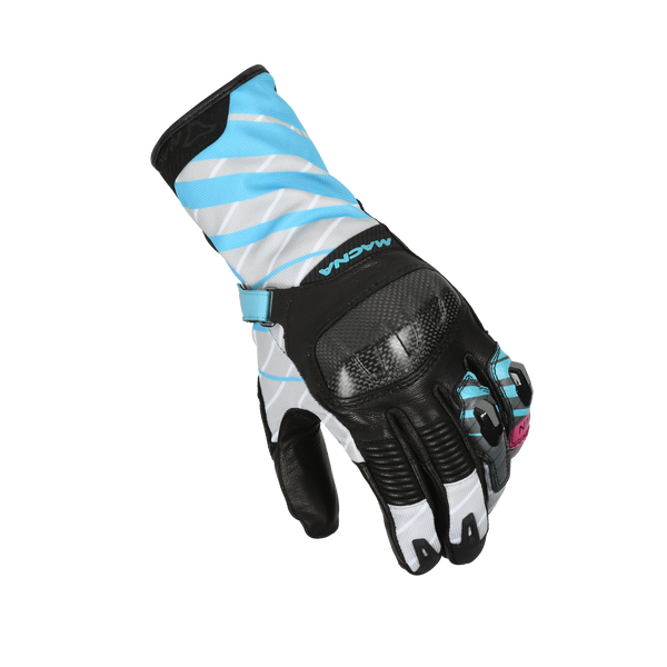 Motorcycle GLOVES MACNA, KROWN Women Black/Light Gray/Blue