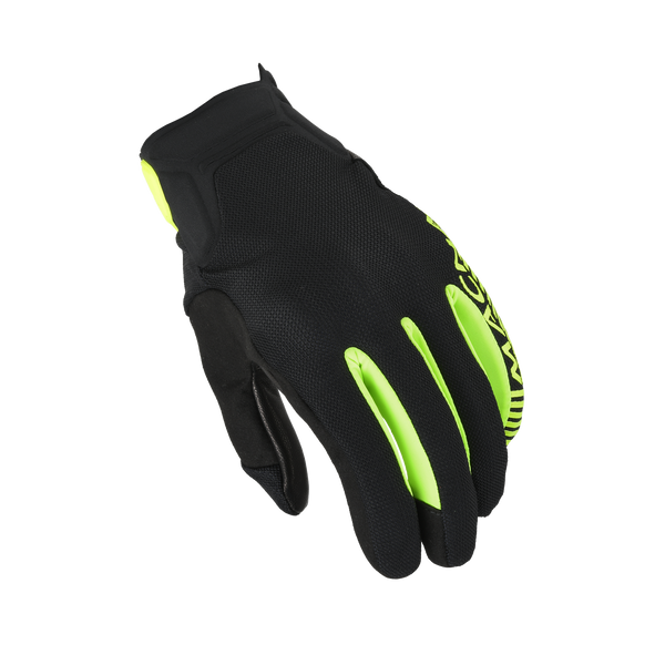 Motorcycle GLOVES MACNA, OBTAIN LEATHER BLACK/FLUO YLOW