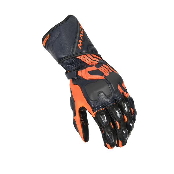 Luvas de motocicleta Macna, Powertrack preto/laranja/azul escuro