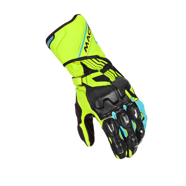 Luvas de motocicleta Macna, Powertrack Fluo amarelo/preto/azul
