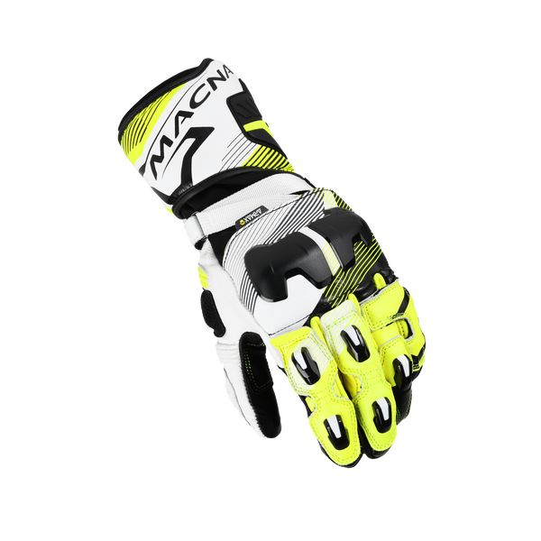 Luvas de motocicleta Macna, PowerTrack 2.0 preto/fluo amarelo/branco