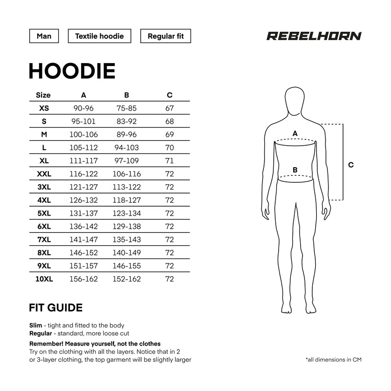 Rebelhorn Kevlar Mc-Hoodie Black até 10xl