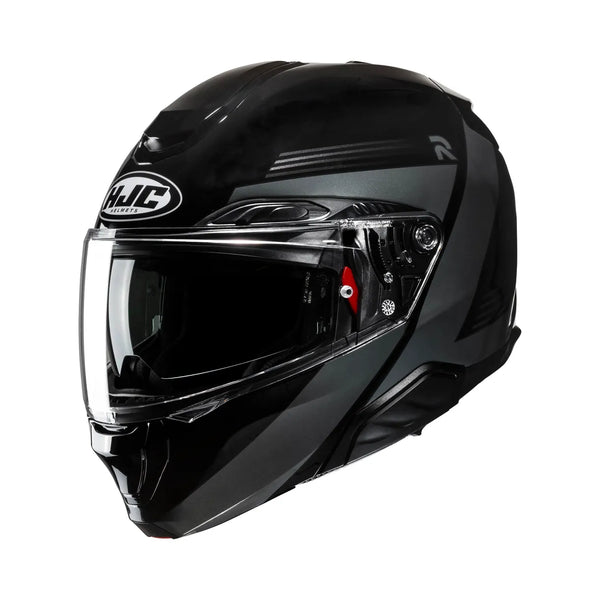 HJC öppningsbar mc-hjälm RPHA 91 Abbes svart/grå med modern design och integrerat visir, perfekt för stadskörning och touring.