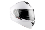 MT Helmets öppningsbar mc-hjälm Genesis SV vit, snett framifrån med integrerat visir och modern design. Idealisk för säker körning.