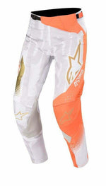 Alpinestars Techstar Factory Metal Calças Branco/ Orange Fluo/ Gold