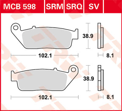 Scooter Sinter de pastilha de freio TRW 125+ MCB598SRM