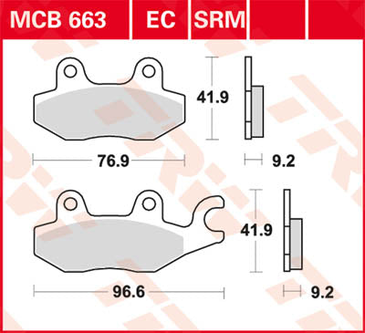 Scooter de Sinter de pastilha de freio TRW 125+ MCB663SRM