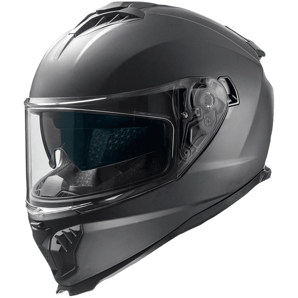 Rocc 390 Integral MC-hjälm i matt svart design med visir och aerodynamisk form. Perfekt för säkerhet och komfort vid motorcykelkörning.