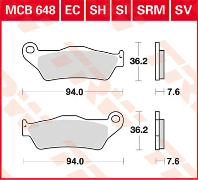 TRW Brake Pad Organic Scooter -125 MCB648EC