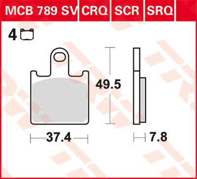 Trw Brake Pad Sinter Race Longlife MCB789SCR