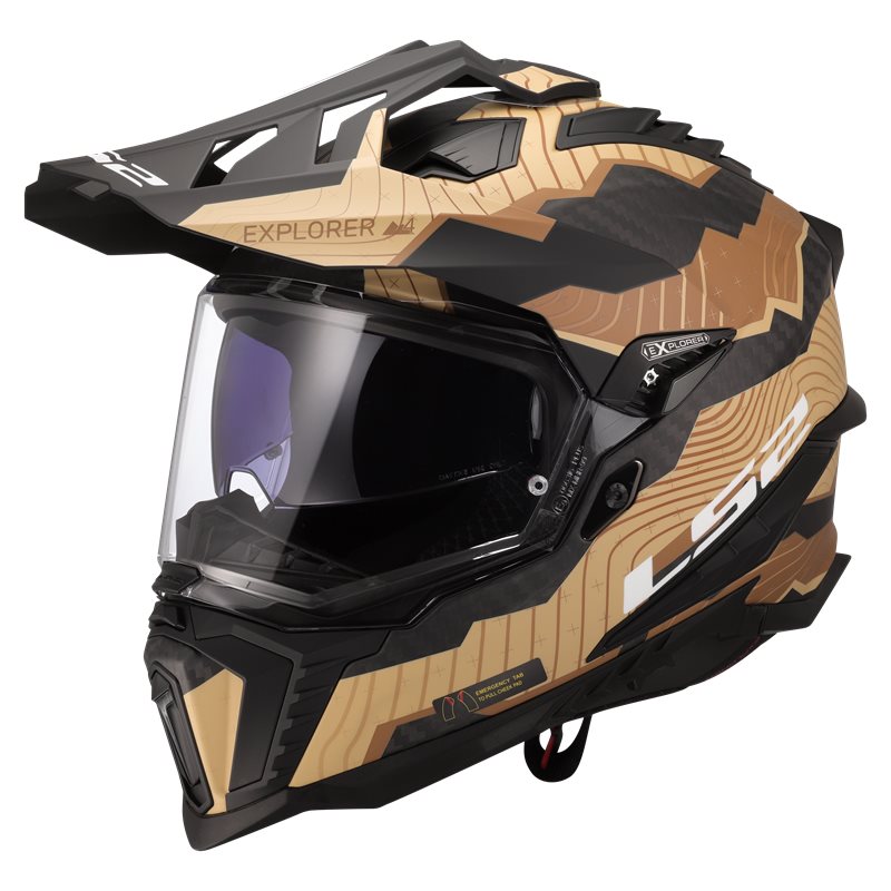 Capacete LS2 MX701 Explorador Carbono truque de carbono marrom/areia