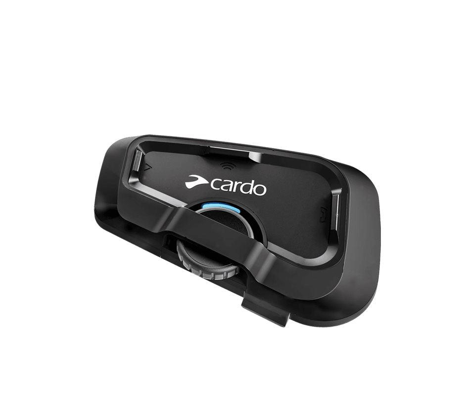 Cardo Intercom Freecom 2X Single enhet med kompakt design, Bluetooth 5.2 och JBL-ljud för smidig kommunikation i olika miljöer.