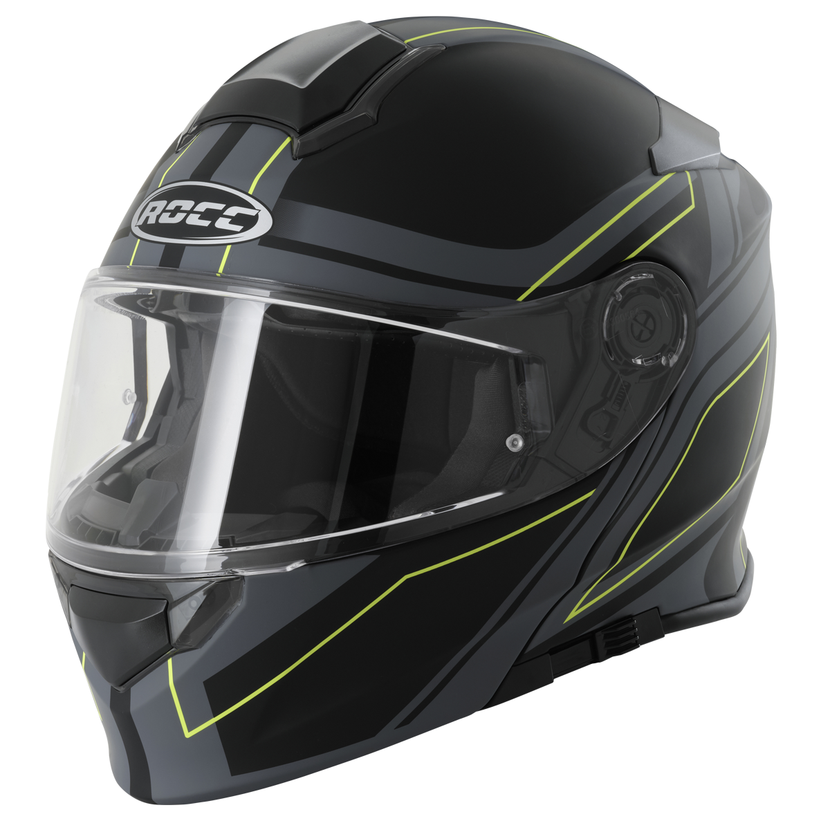 ROCC 831 Capacete MC Openable Black /Flu