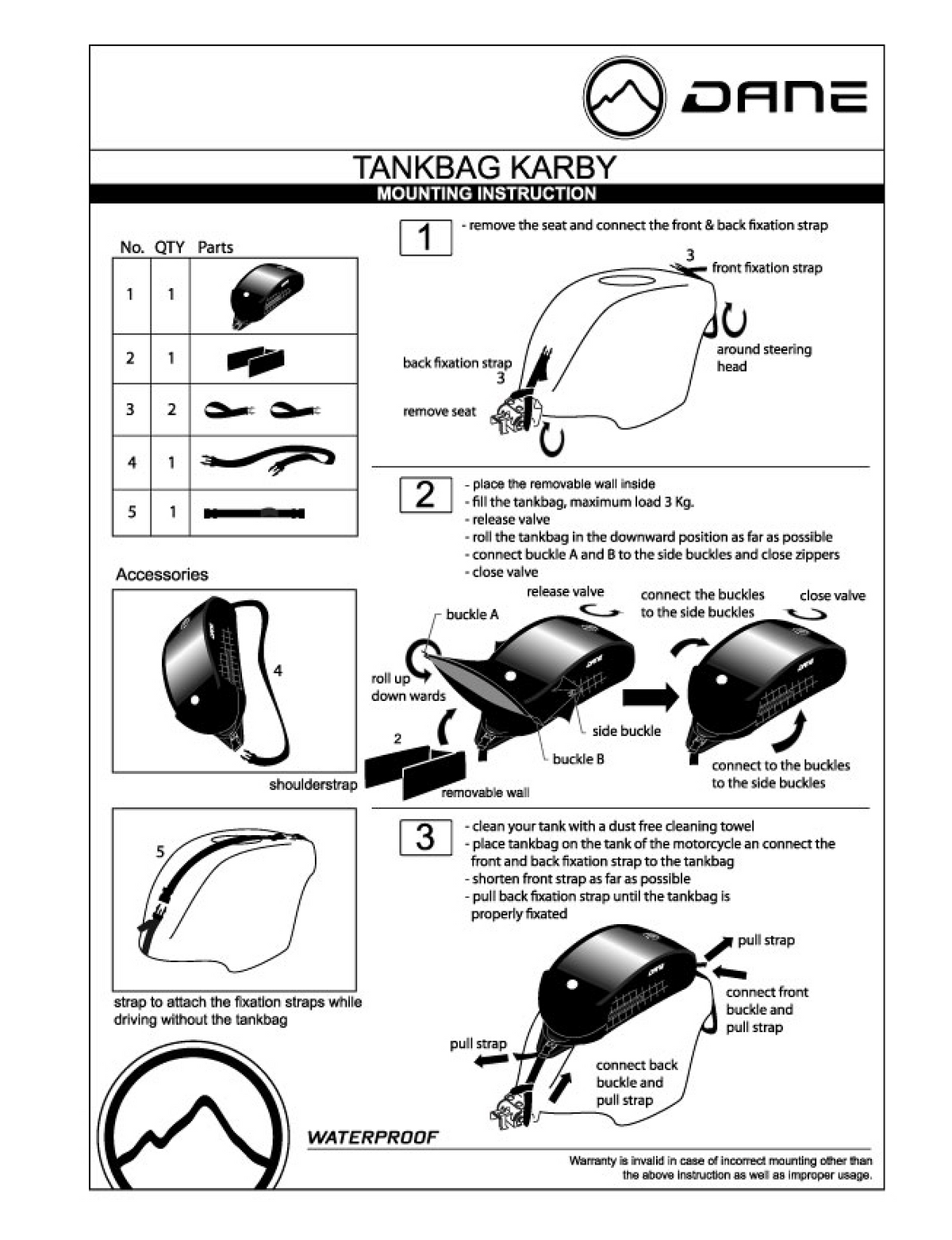 Dane waterproof tank bag Karby 15l