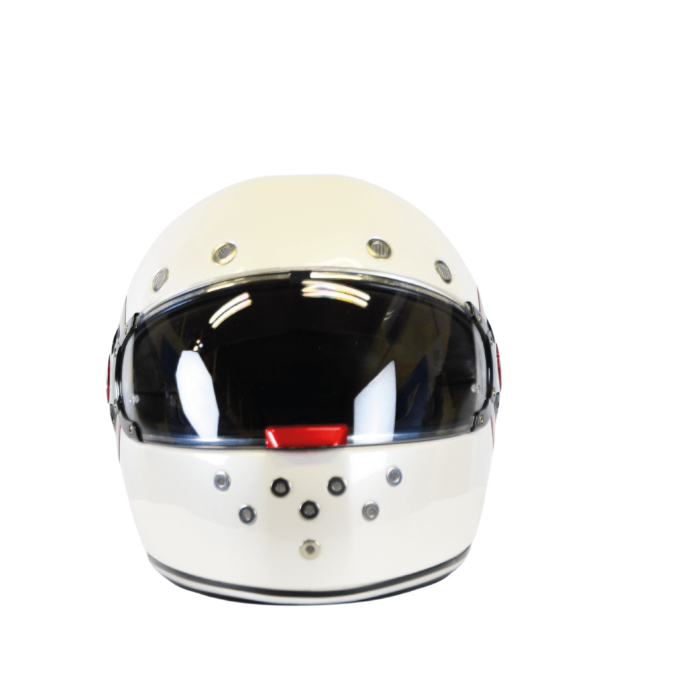 Smk integral mc capacete retro branco /vermelho